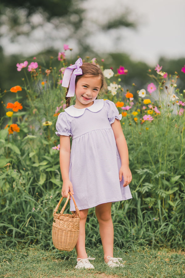 Charlotte Dress- Lavender Stripe