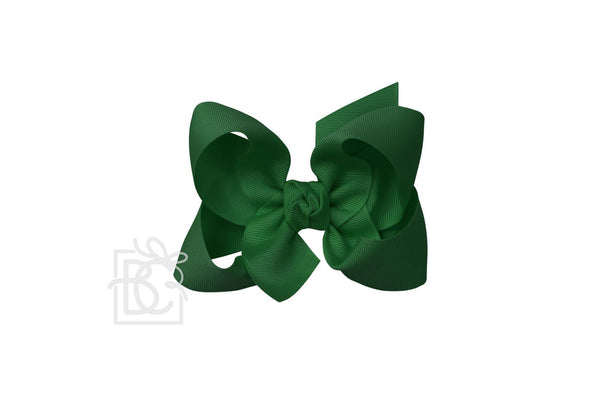 Grosgrain Bow On Clip- Forest Green
