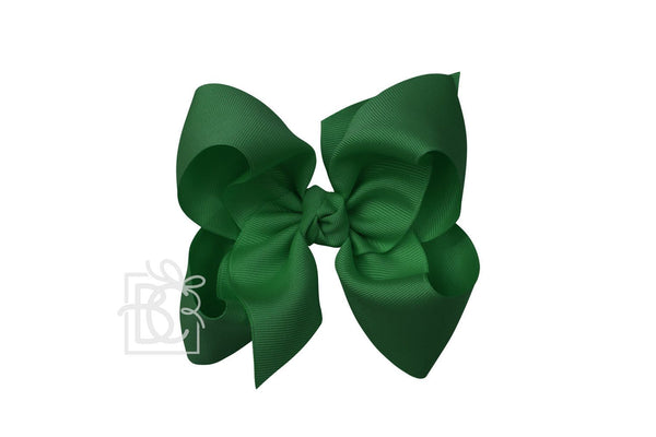 Grosgrain Bow On Clip- Forest Green
