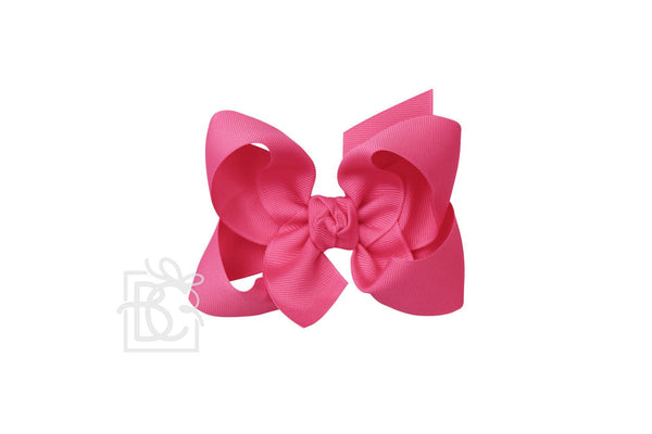Grosgrain Bow On Clip- Fuchsia