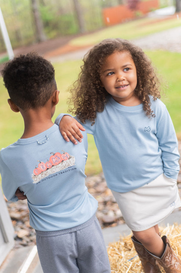 LS Pumpkin Shirt- Ashley Blue