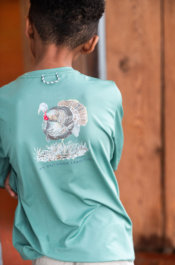 Pro Performance LS Turkey Shirt- Frosty Spruce