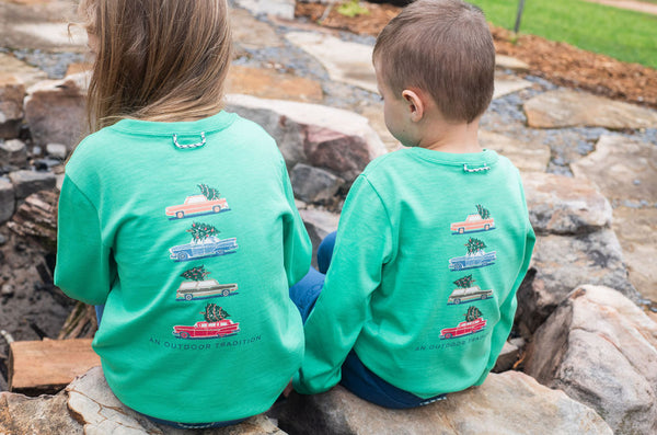 LS Vintage Christmas Car Shirt- Green Spruce