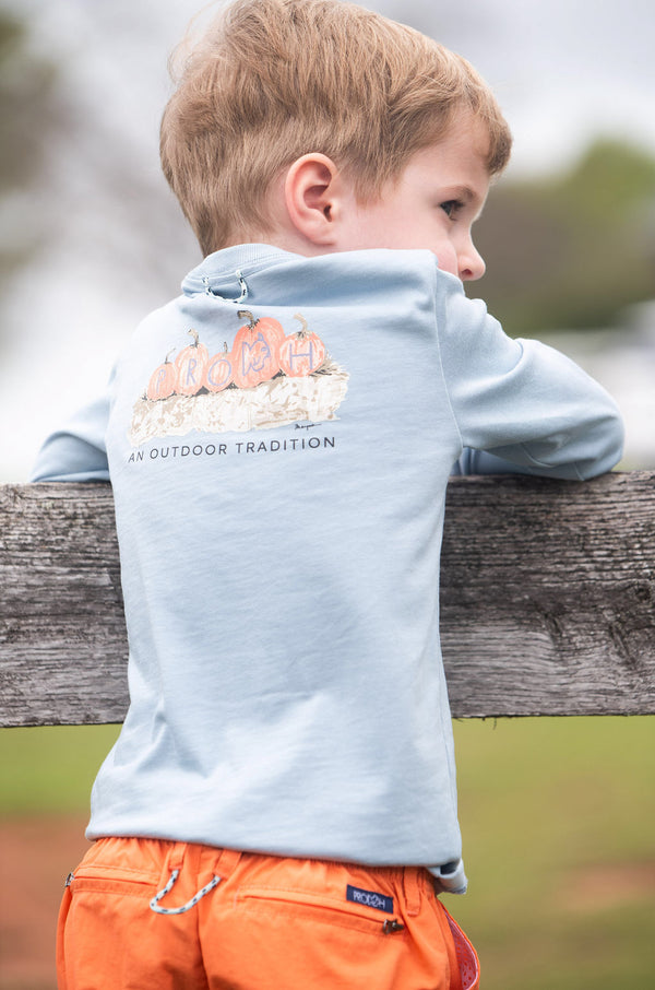 LS Pumpkin Shirt- Ashley Blue