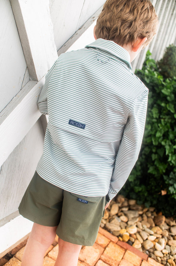 LS Pro Performance Polo- Frosty Spruce Stripe