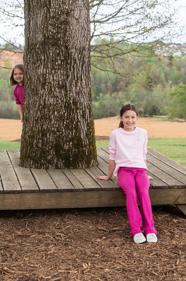 Girls Athletic Flare Legging- Rose Sorbet