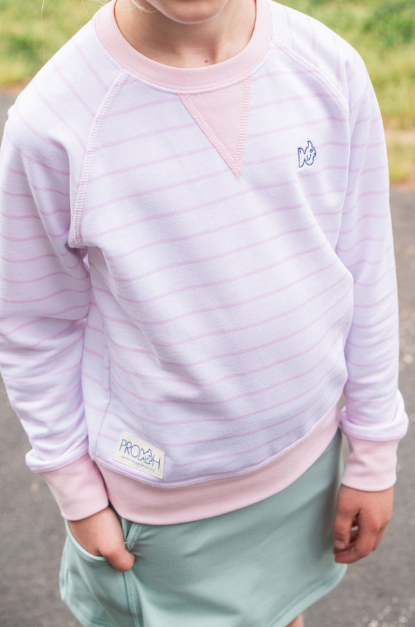 Crew Control Sweatshirt- Pink Tulle Stripe