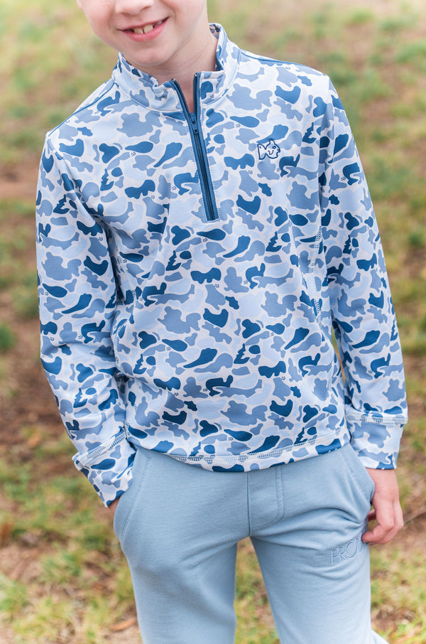 Pro Performance 1/4 Zip Pullover- Blue Break Point Camo