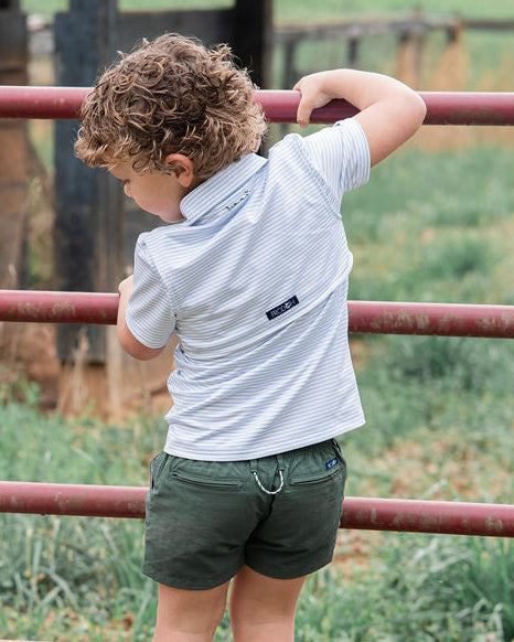 Pro Performance Polo- Clear Sky Stripe