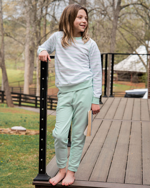 Crew Control Sweatshirt- Mint Green Stripe