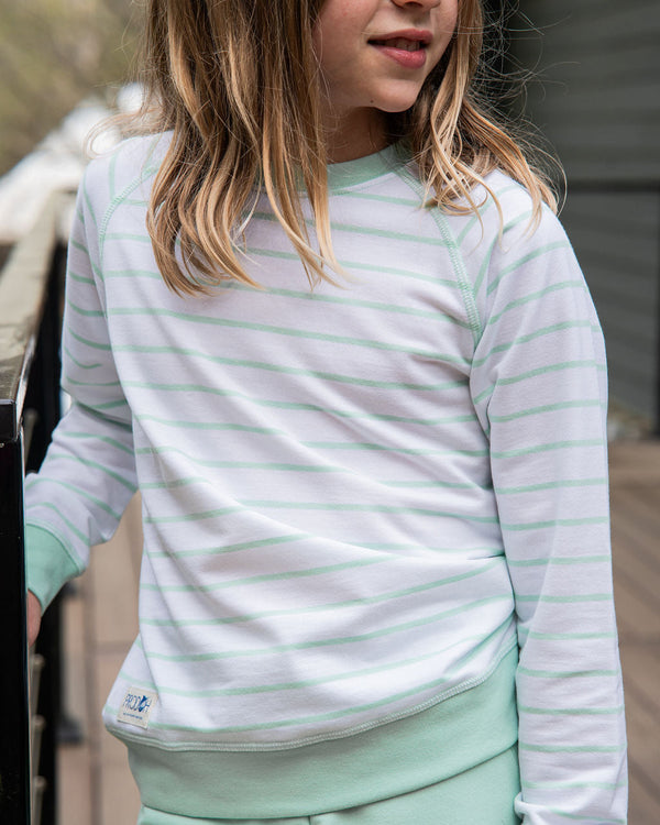 Crew Control Sweatshirt- Mint Green Stripe
