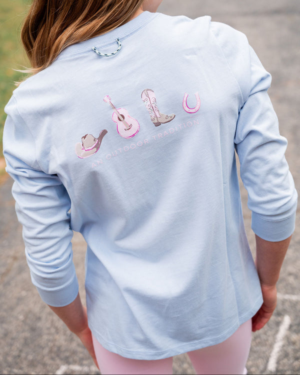 Rodeo LS Cotton T-Shirt- Cashmere Blue