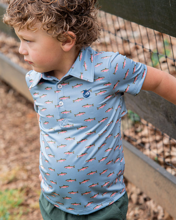 Pro Performance Polo- Rainbow Trout Print