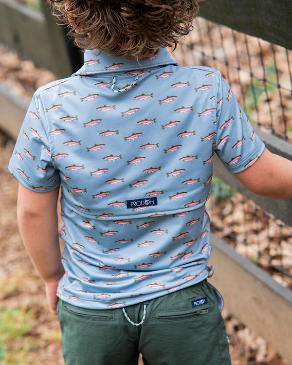 Pro Performance Polo- Rainbow Trout Print