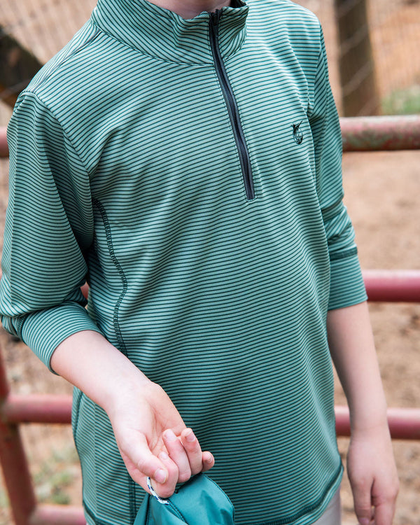 Pro Performance 1/4 Zip Pullover- Camping Hedge Green Stripe