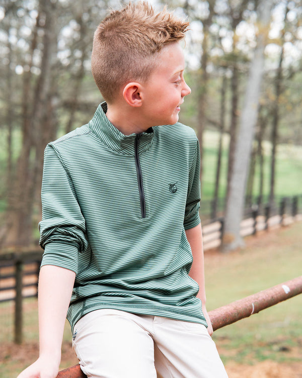 Pro Performance 1/4 Zip Pullover- Camping Hedge Green Stripe