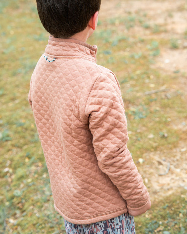 Quilted Zip Pullover- Mocha Mousse