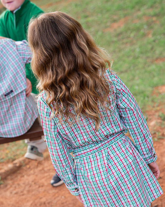 Belted Shirt Dress- Holiday Plaid