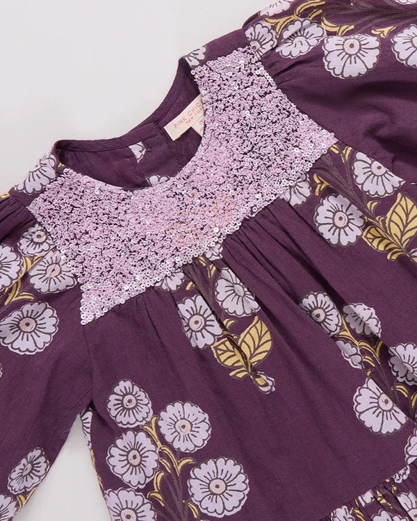Fiona Dress- Plum Buttercup Floral