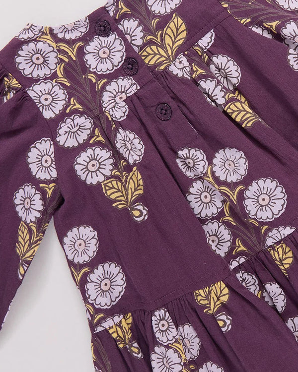 Fiona Dress- Plum Buttercup Floral