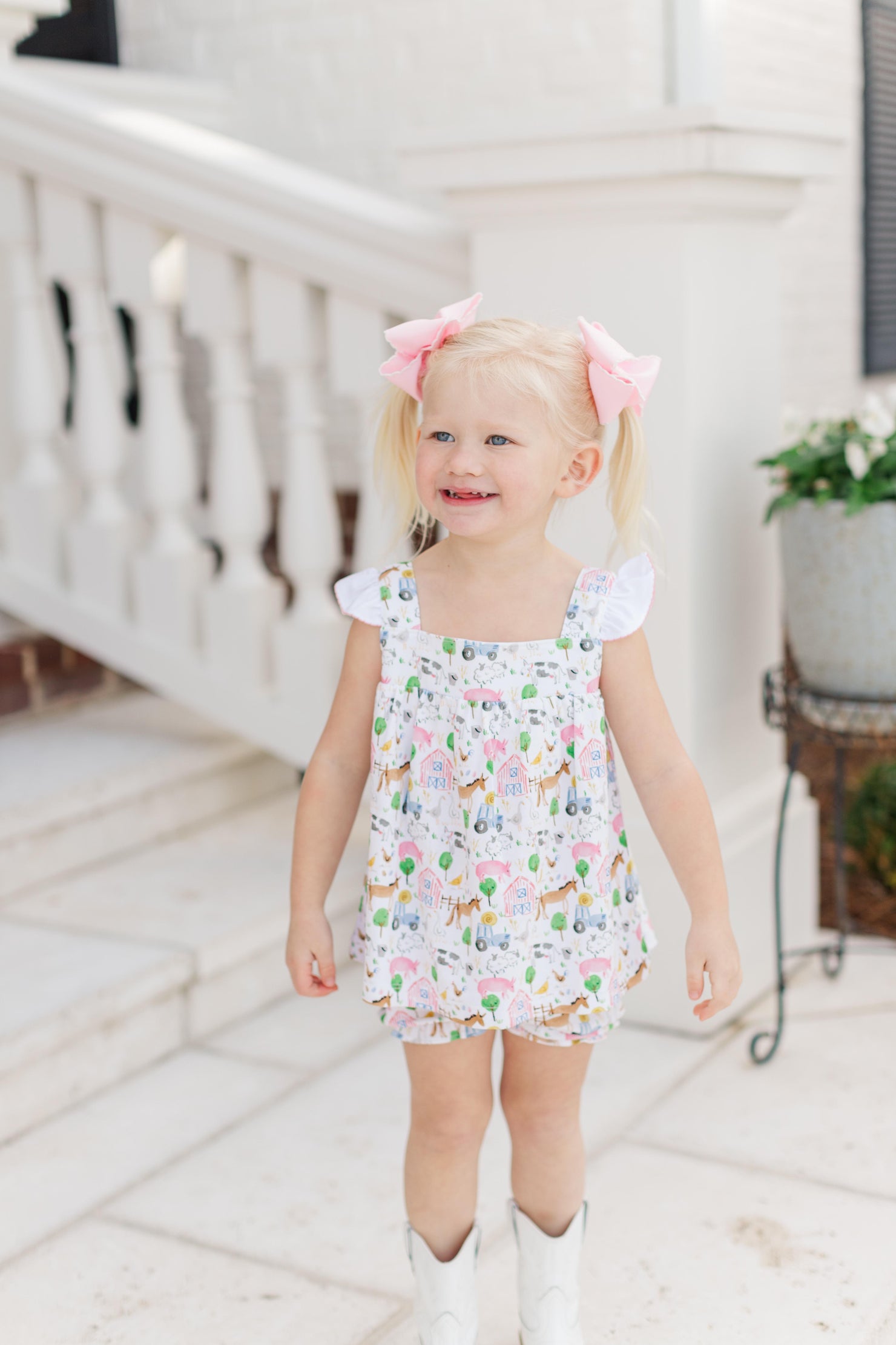 Pink Gingham Knit A-Line Dress- W/ Multi Flower Print Smock Candy Pink Gingham Knit A-Line Dress- W/ Multi Flower Print Smock Candy