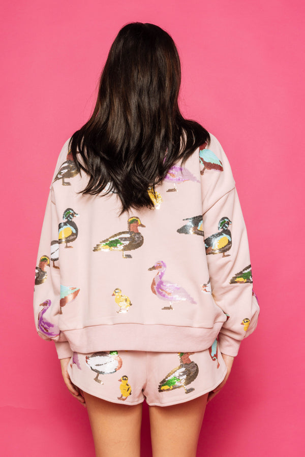 Light Pink Scattered Duck Shorts- (Women's)