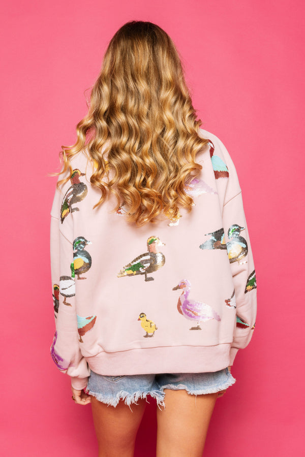 Light Pink Scattered Duck Sweatshirt- (Women's)