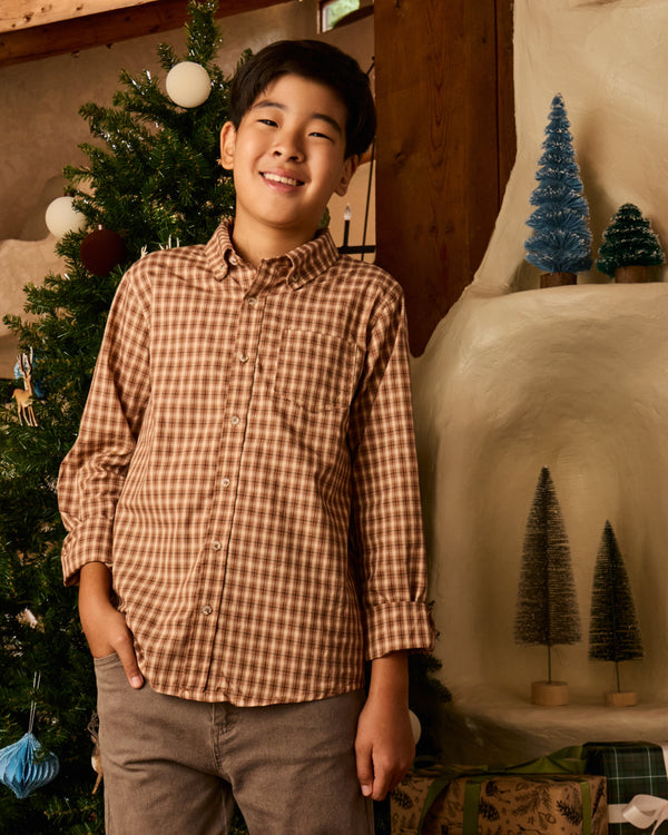 Pierfront Buttondown- Saddle Plaid