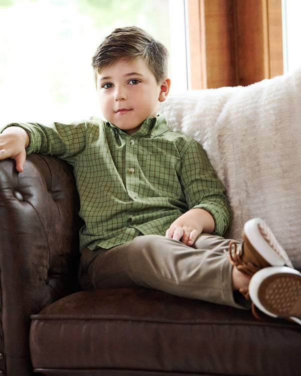 Pierfront Performance Buttondown- Evergreen Plaid