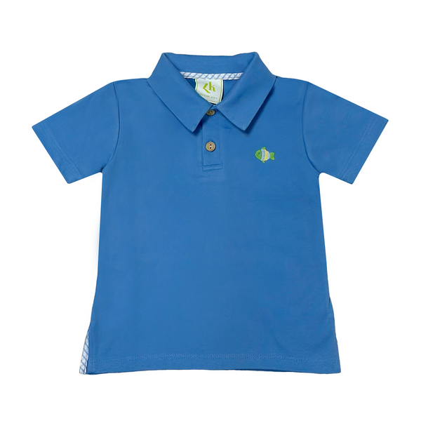Fish Ian Knit Polo- Periwinkle