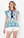 Flutter Sleeve Floral Tassel Tie Top- Blue