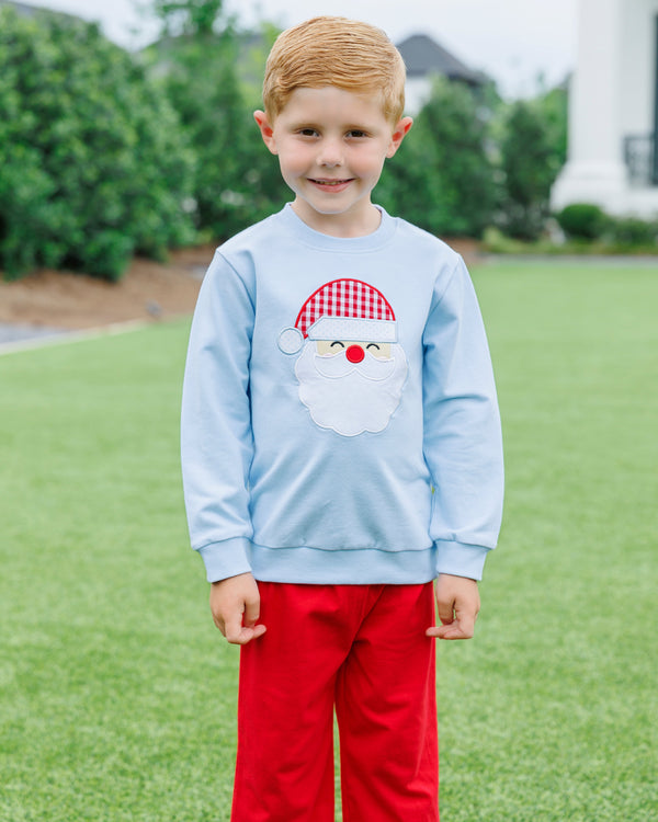 French Terry Pullover- Santa (Light Blue)
