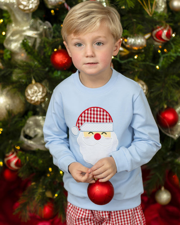 French Terry Pullover- Santa (Light Blue)