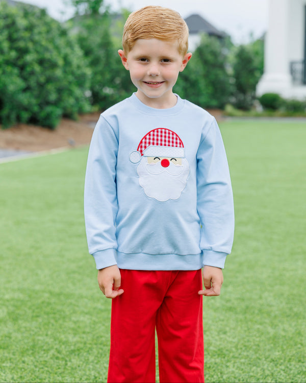 French Terry Pullover- Santa (Light Blue)
