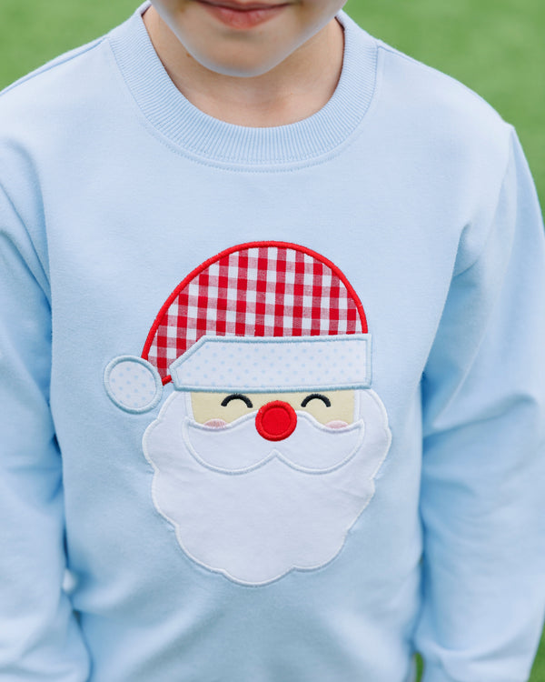 French Terry Pullover- Santa (Light Blue)