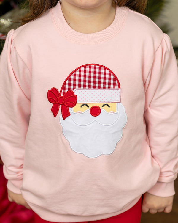 French Terry Pullover- Santa (Light Pink)