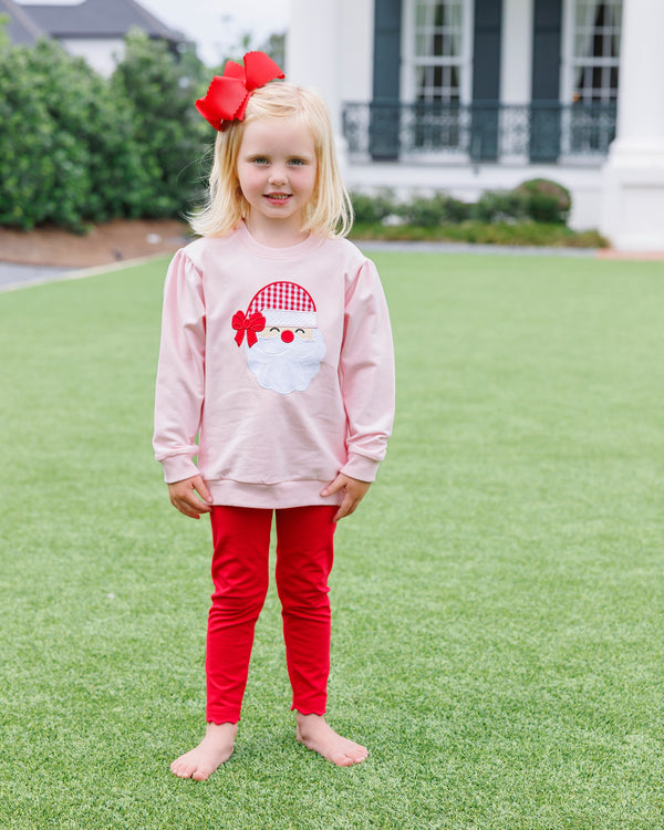 French Terry Pullover- Santa (Light Pink)