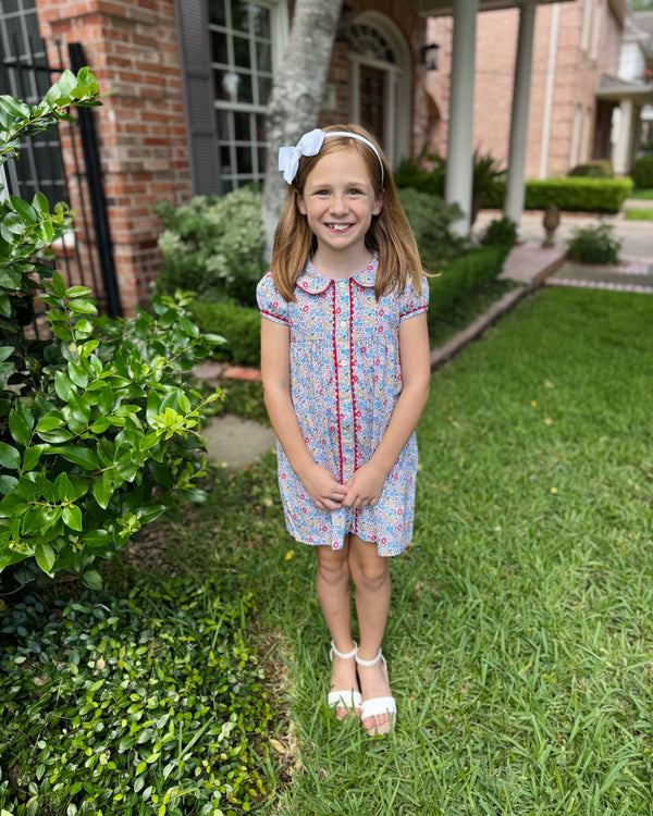 Floral Dress W/ Ric Rac Trim
