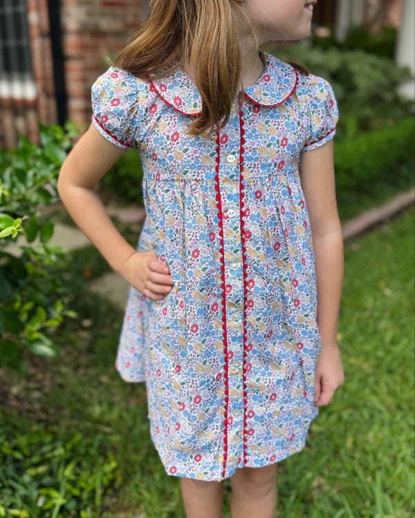 Floral Dress W/ Ric Rac Trim