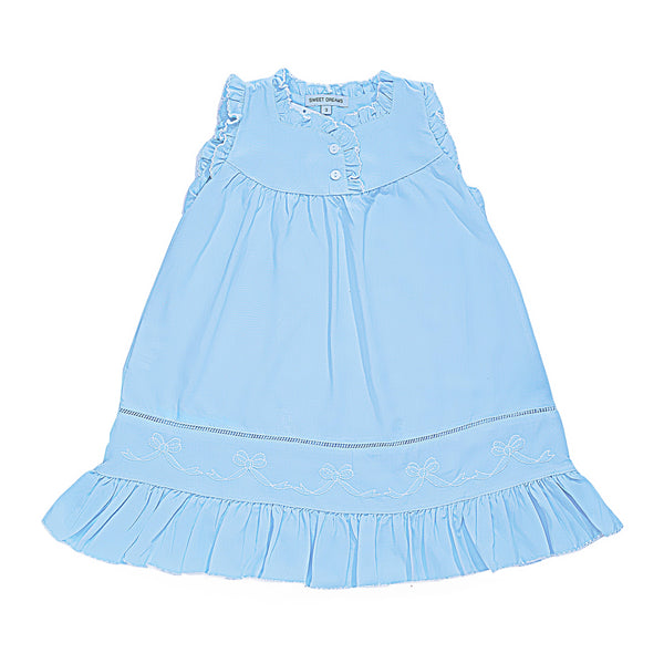 Shadow Stitched Bows Gown- Blue