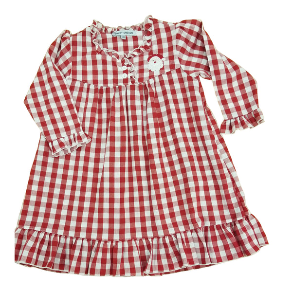Red Gingham Santa Emb Gown