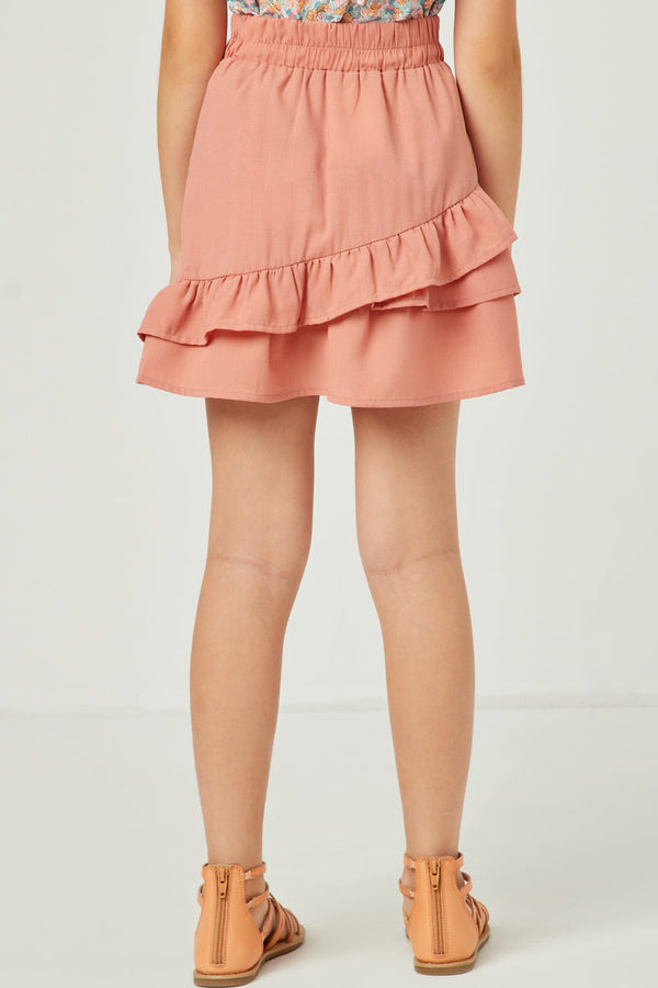 Asymmetric Ruffled Elastic Waist Skirt