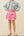 Crochet Trimmed Smocked Layered Skirt- Pink