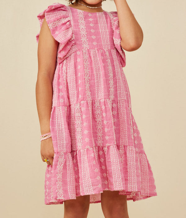 Embroidered Ruffled Lace Sleeveless Dress