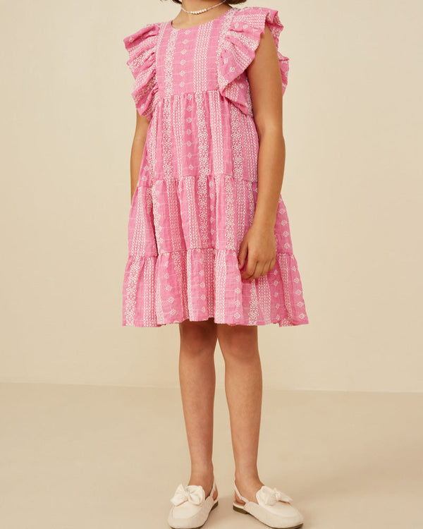 Embroidered Ruffled Lace Sleeveless Dress