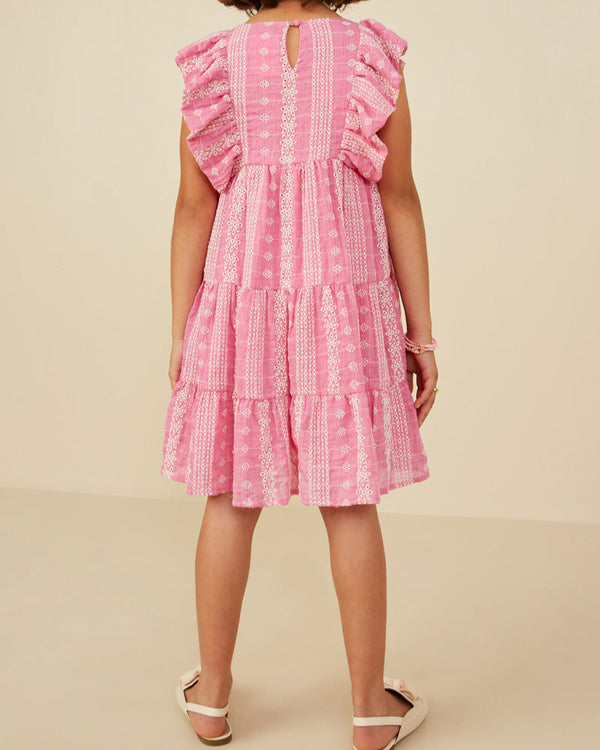 Embroidered Ruffled Lace Sleeveless Dress