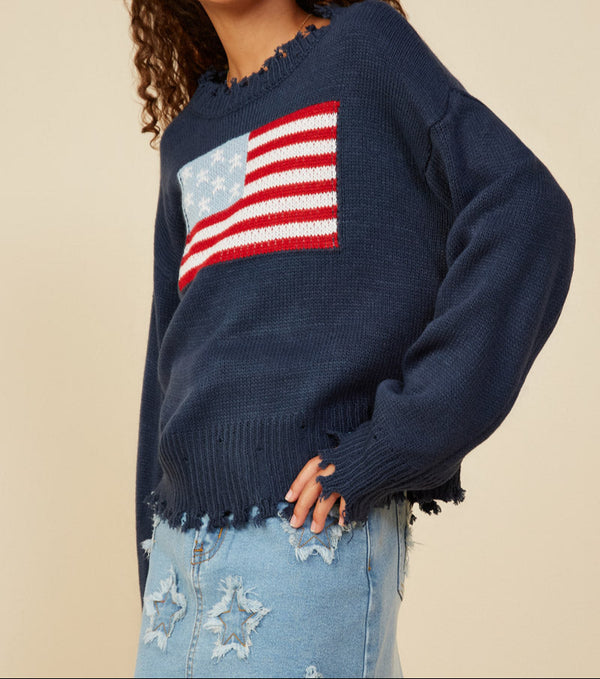 Distressed Old Glory Graphic Sweater
