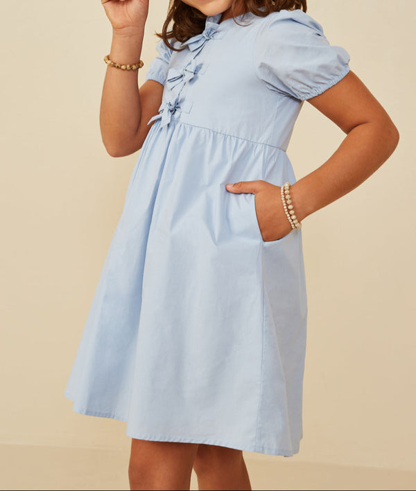 Ribbon Detailed Puff Sleeve Dress