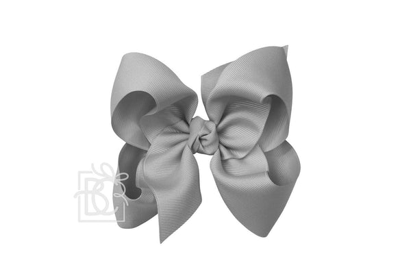 Grosgrain Bow On Clip- Grey