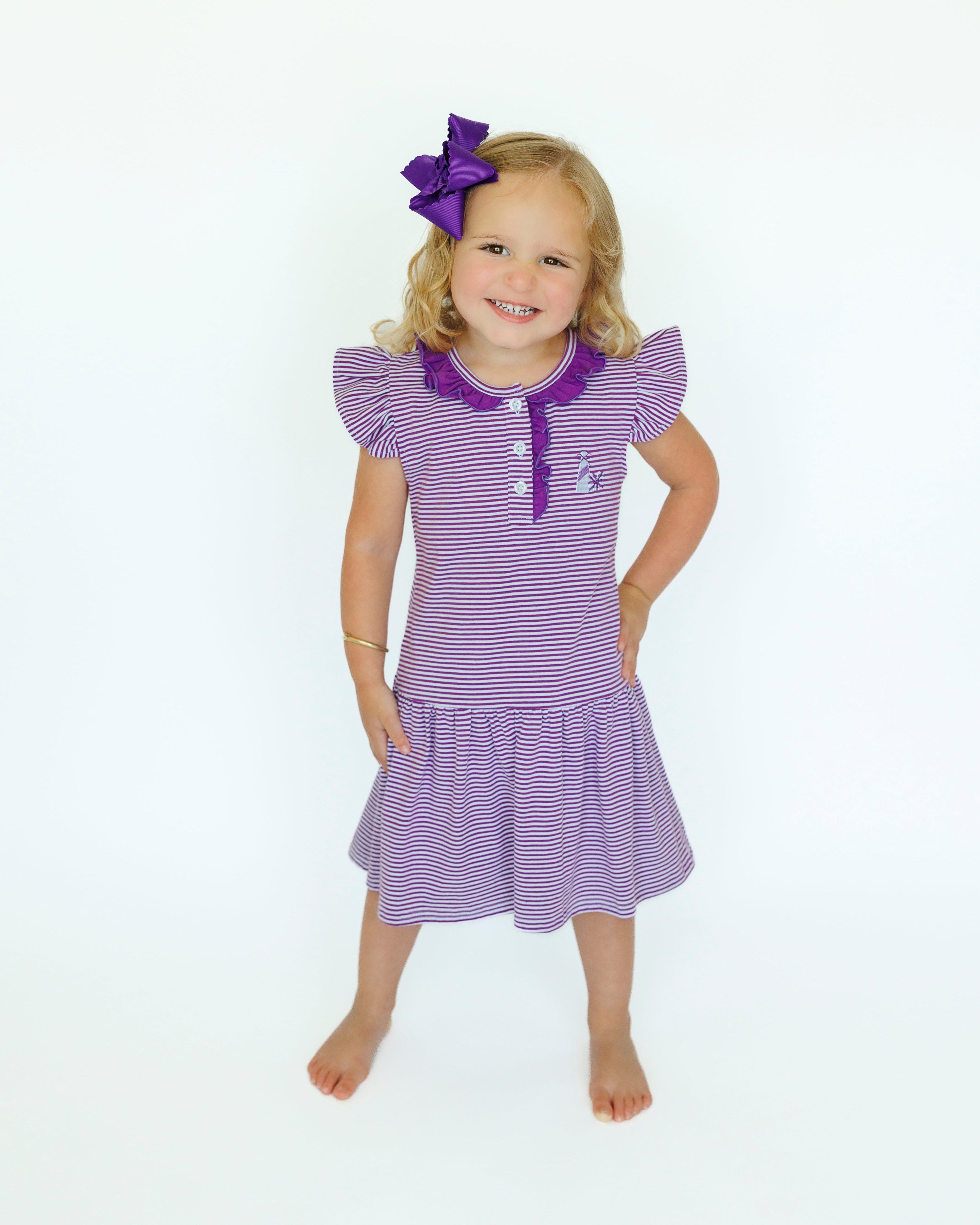 Game Day Dress- Purple Smock Candy Game Day Dress- Purple Smock Candy